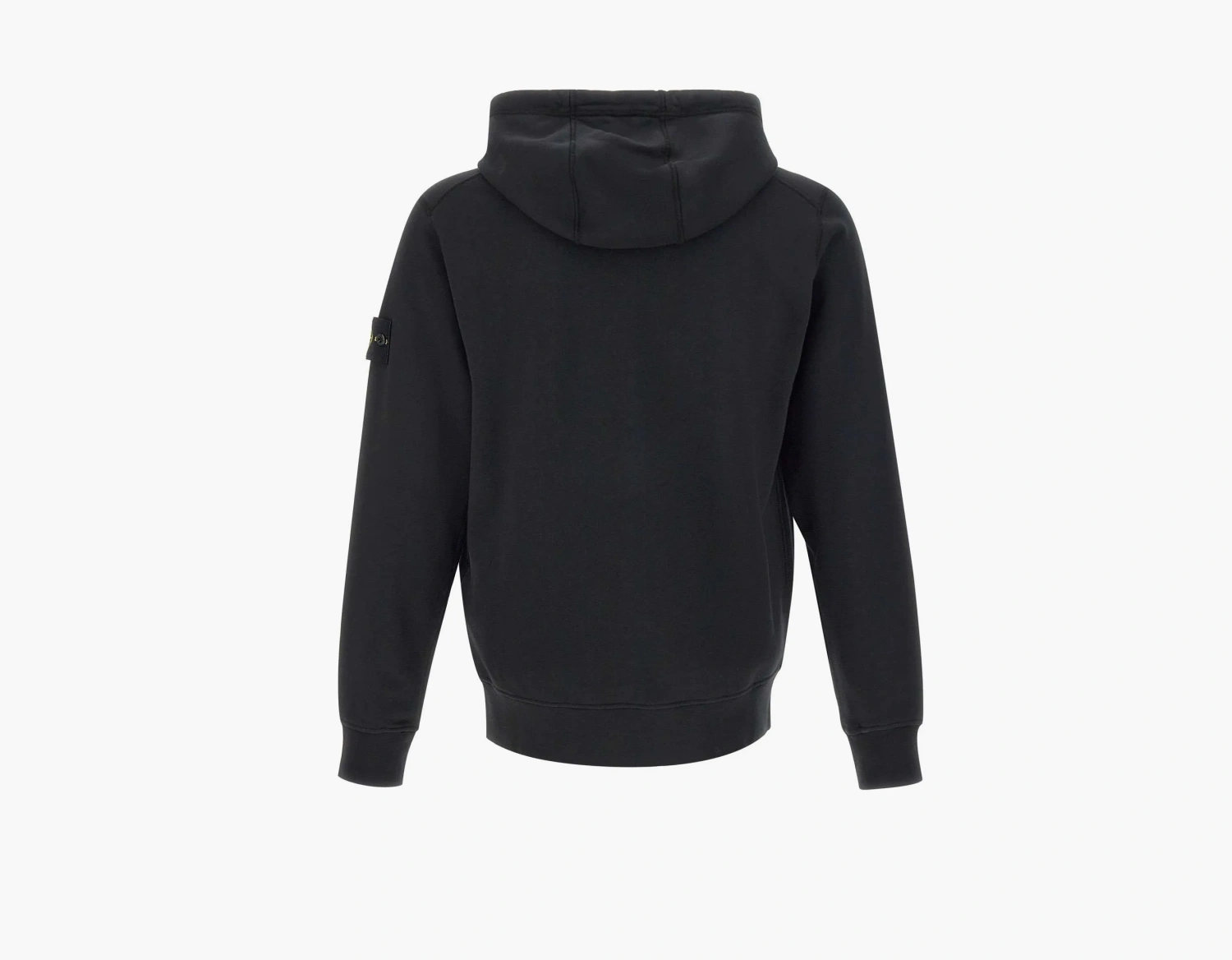 Stone Island Organic Cotton Fleece Hooded Sweatshirt with Drawstring Hood and Zip Black 