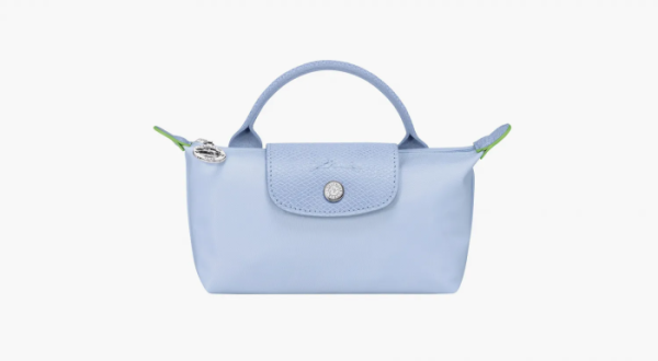 Longchamp Le Pliage Green Handle Pouch Sky Blue 