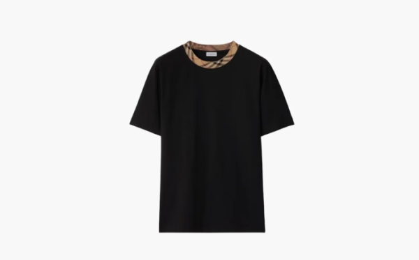 Burberry Check Trim Cotton T-shirt Black 
