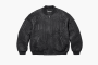 Supreme Mister Cartoon Embroidered Leather Jacket Black 