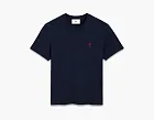 AMI PARIS BLUE COTTON RED AMI DE COEUR T SHIRT