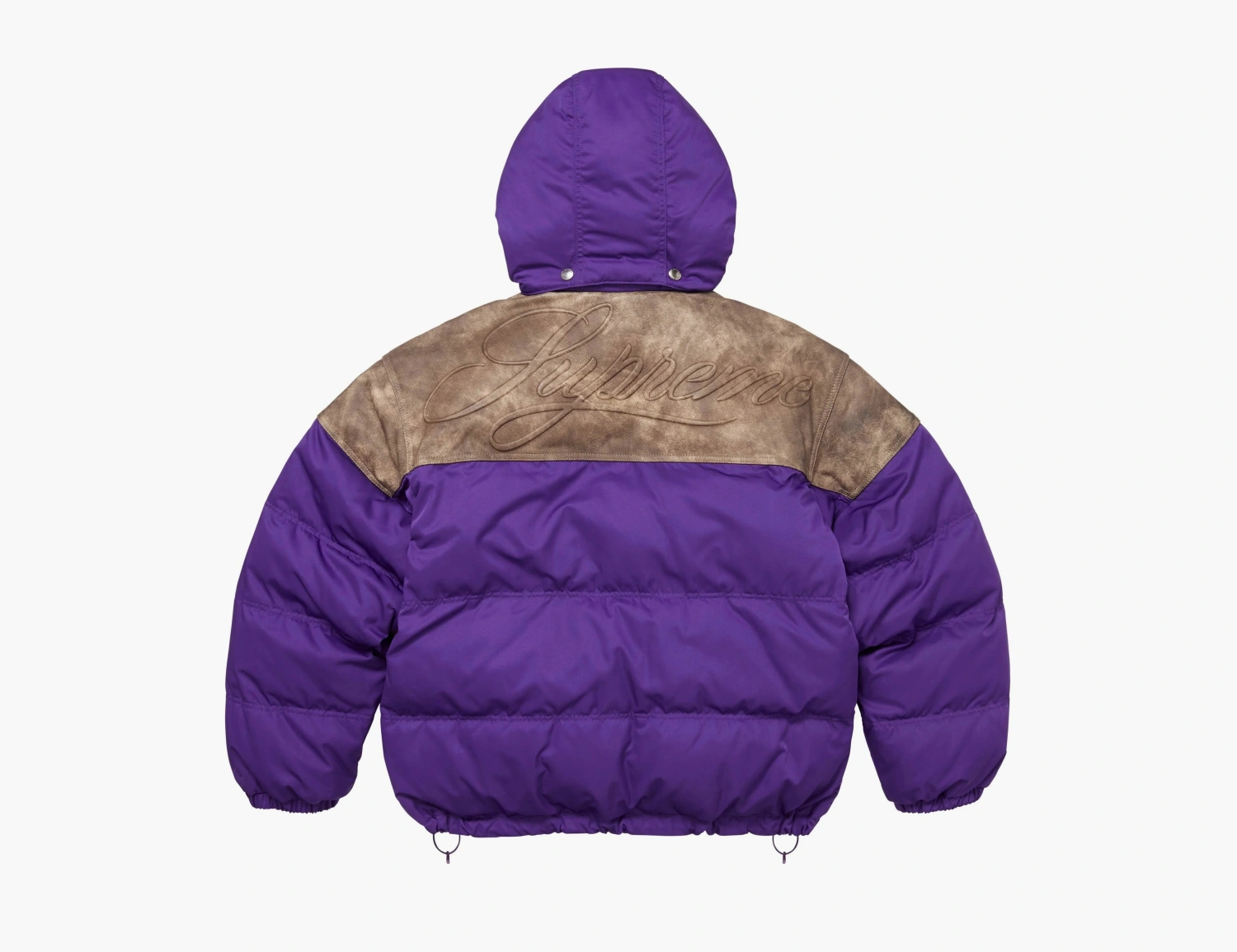 Supreme Leather Yoke Puffer Jacket Purple 