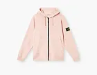 Stone Island Organic Cotton Fleece Hooded Sweatshirt with Drawstring Hood and Zip Antique Rose
