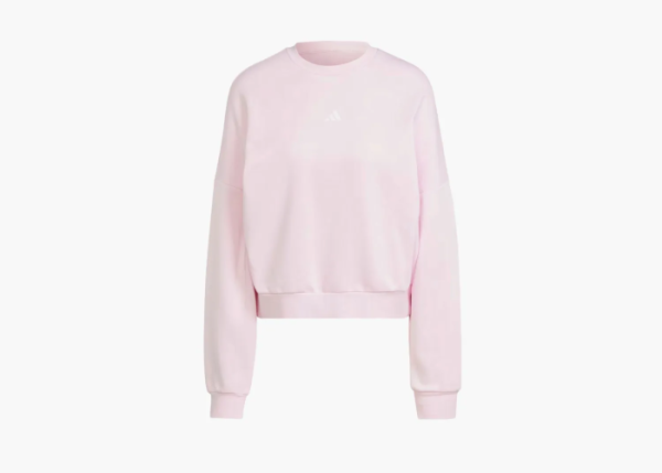 Adidas Essentials Small Logo Feelcozy Sweatshirt Clear Pink / White  Adidas Essentials Small Logo Feelcozy Sweatshirt Clear Pink / White