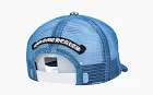  Chrome Hearts Cemetery Leather Patch Trucker Cap Blue