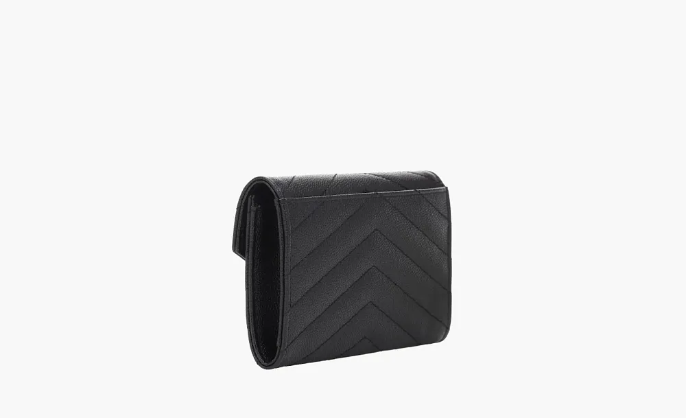 Saint Laurent Cassandre Grain De Poudre Envelope Wallet Small Noir