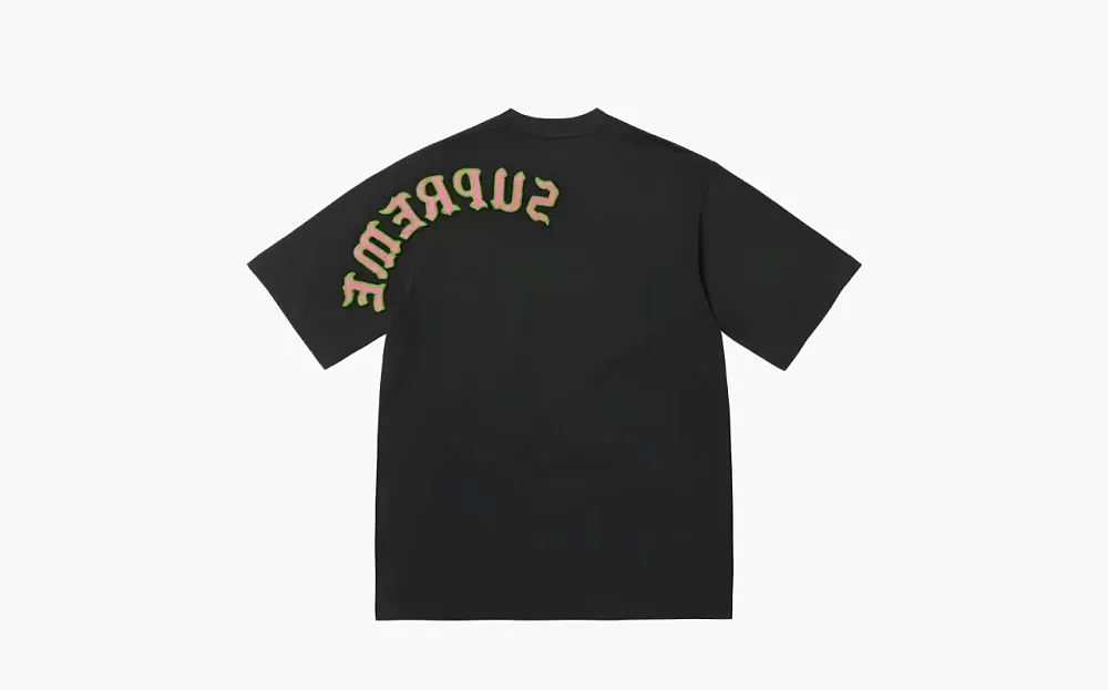 Supreme Contrast Appliqué Short-Sleeve Top Black