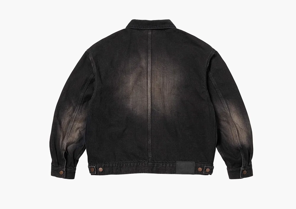 Supreme Distressed Selvedge Trucker Jacket Washed Black