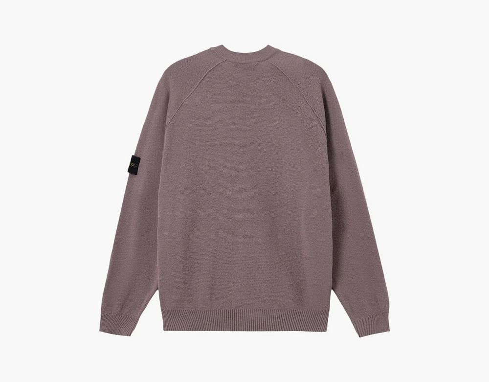 Stone Island Light Raw Hand Organic Cotton Crewneck Jumper Purple Grey