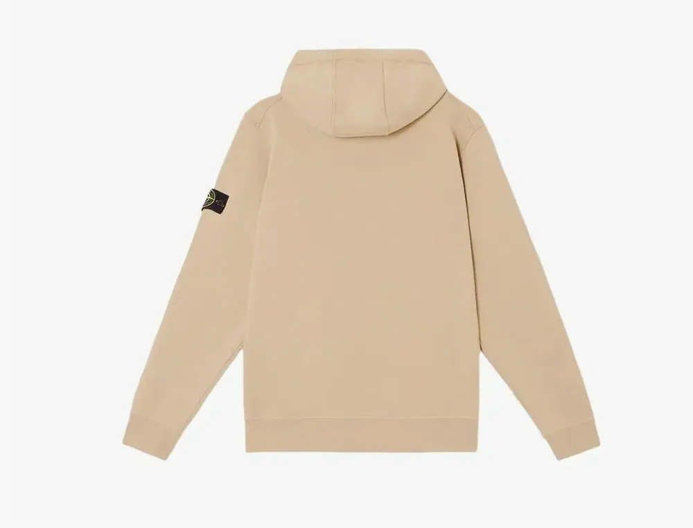 Stone Island Organic Cotton Fleece Zip-Up Hoodie Desert