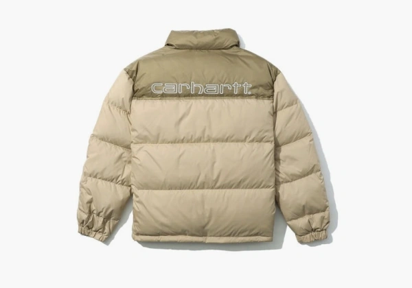 Carhartt WIP Embroidered Quilted Zip-Up Down Puffer Jacket Dark Skin  Carhartt WIP Embroidered Quilted Zip-Up Down Puffer Jacket Dark Skin