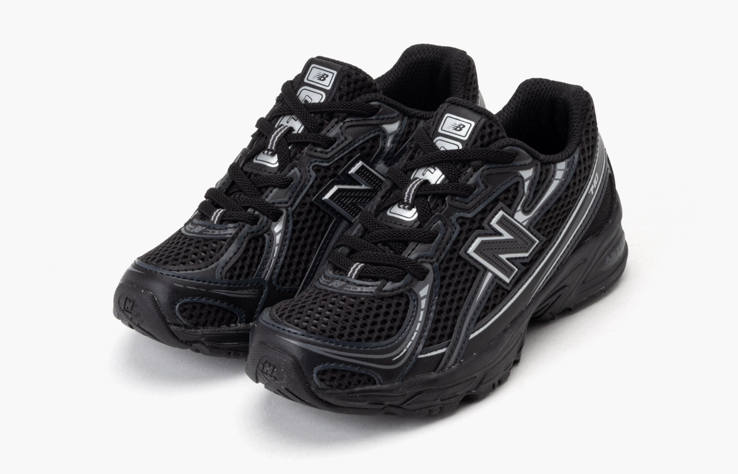 New Balance 740 Bungee Lace PS Black Grey Silver 