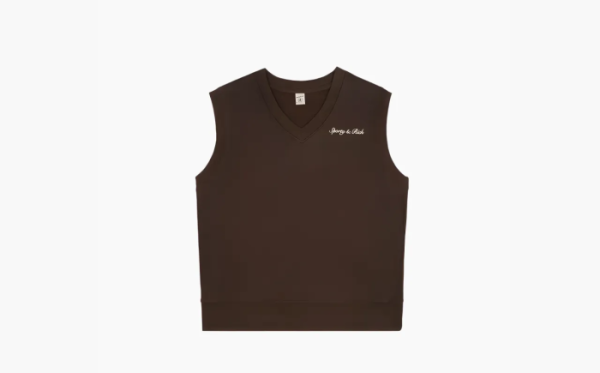 Sporty & Rich Syracuse Embroidered Cotton Vest Brown 