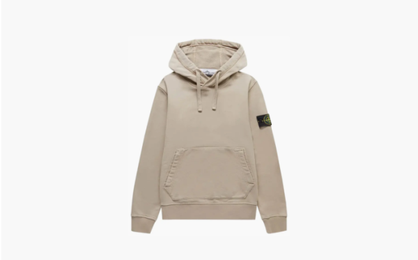 Stone Island Brushed Cotton Popover Hoodie Beige 