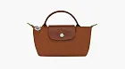 Longchamp Le Pliage Green Handle Pouch Cognac