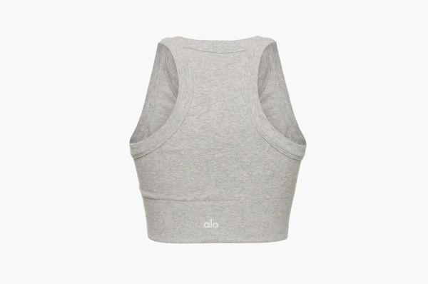 Alo Yoga Seamless Delight High Neck Bra Athletic Heather Grey  Alo Yoga Seamless Delight High Neck Bra Athletic Heather Grey