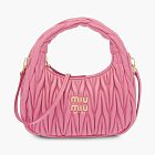 Miu Miu Wander Matelasse Nappa Leather Hobo Bag Pink