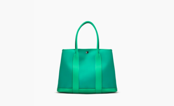 HERMES Garden Officer Canvas With Negonda Cow Leather Canvas Bag Verona Green/Mint Green 