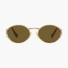 Miu Miu Eyewear Logo Round-frame Sunglasses Gold