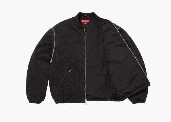 Supreme Zip-Off Sleeve Quilted Bomber Jacket Black 