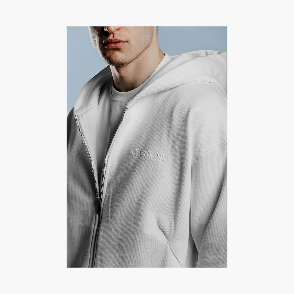 WYSION ZIP HOODIE BONE WHITE