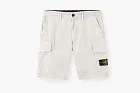 Stone Island Organic Cotton Stretch Broken Twill Cargo Shorts Pearl Grey