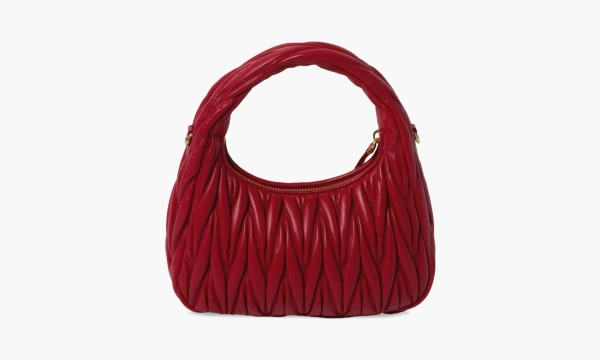 Miu Miu Wander Matelasse Nappa Leather Hobo Bag Red 