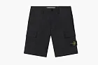 Stone Island Organic Cotton Stretch Broken Twill Cargo Shorts Black