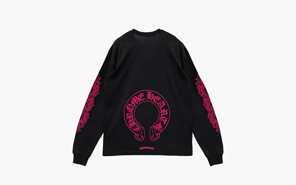 Chrome Hearts Horseshoe-Print Long-Sleeve Top Black