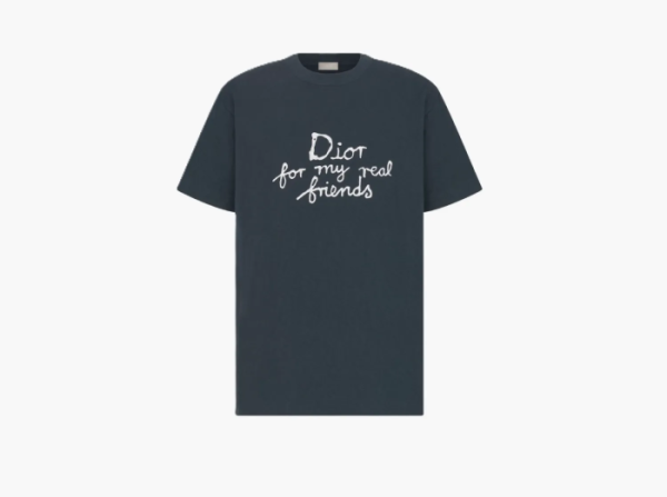 Dior and Hylton Nel T-Shirt, Relaxed Fit Navy Blue Cotton Jersey 