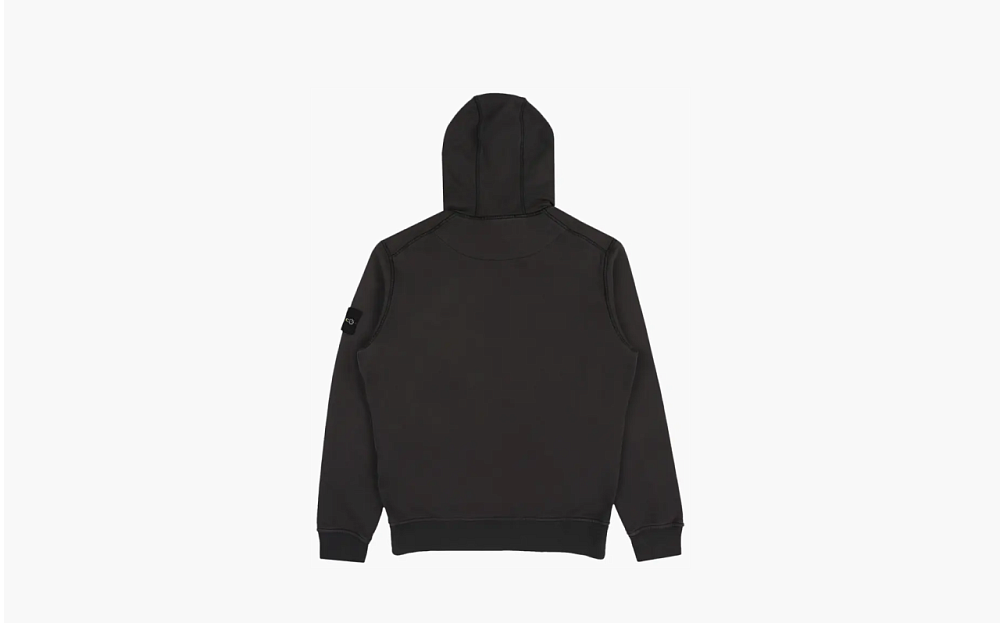 Stone Island Logo Patch Drawstring Hoodie Charcoal