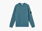 Stone Island Fancy Yarn Mouline Wool Sweater Petrol Blue Melange