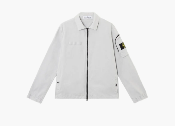 Stone Island Overshirt with Zip Fastening Pearl Grey  Stone Island Overshirt with Zip Fastening Pearl Grey