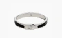 HERMES Enamel Palladium Plated Metal Bangles Black 