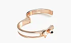 HERMES Enamel Rose Gold-Plated Metal Bangles White
