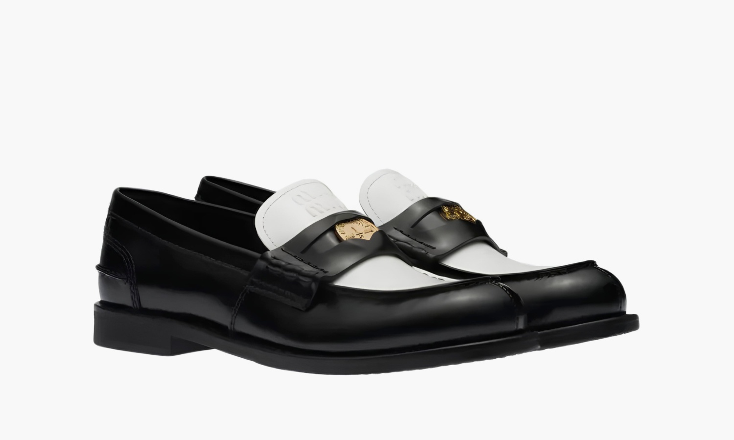 Miu Miu Leather Loafers "White Black" 