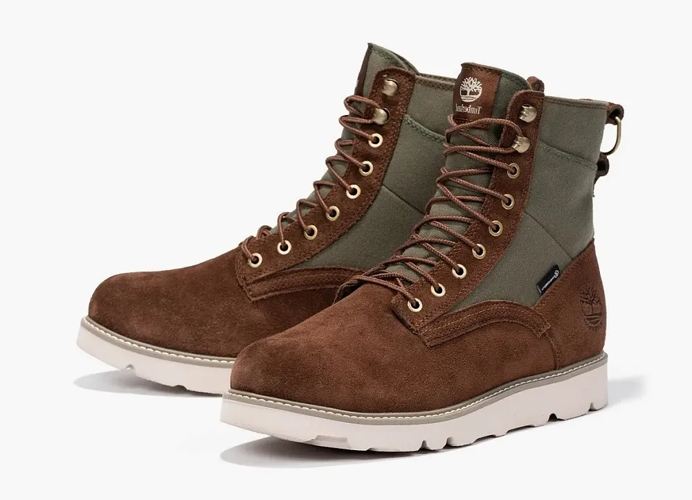 Timberland Vibram Waterproof Leather And Fabric Boots Dark Brown Suede
