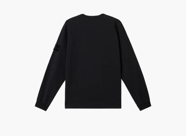 Stone Island Crewneck Sweatshirt with Ribbed Details Black  Stone Island Crewneck Sweatshirt with Ribbed Details Black
