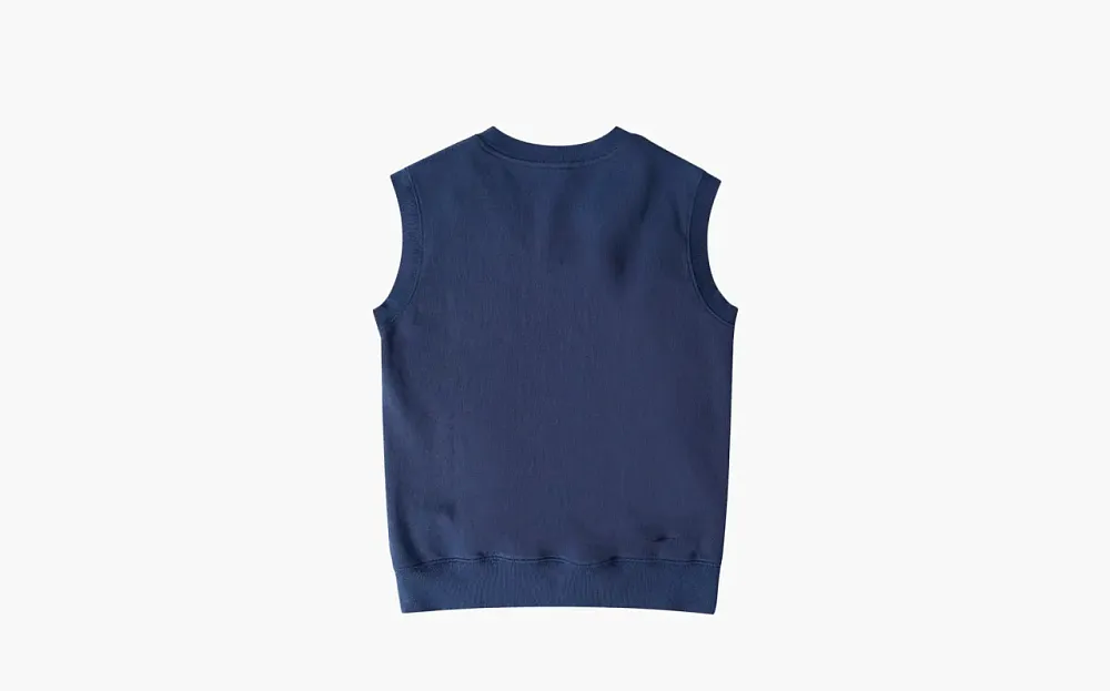 Sporty & Rich Serif Logo Knit Vest Navy/White