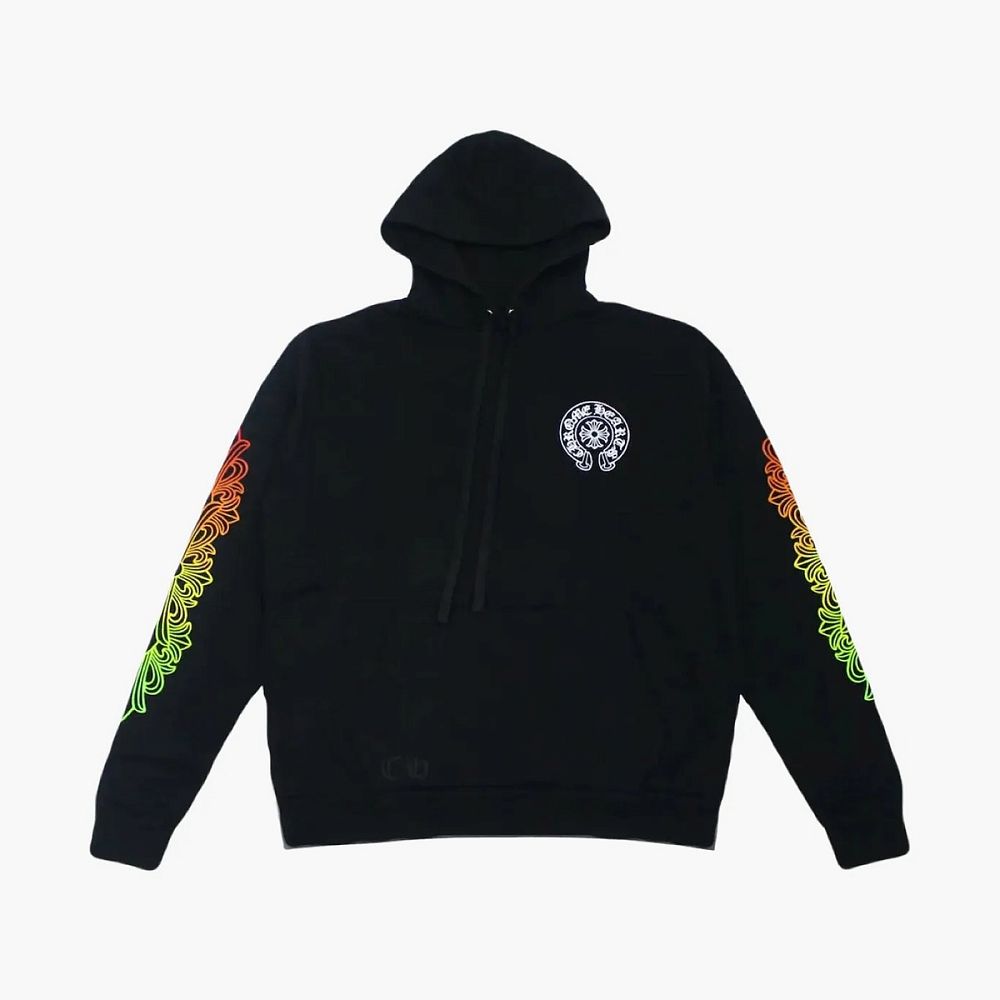 Chrome Hearts Floral Sleeve Gradient Made In Hollywood Hoodie Black / Gradient