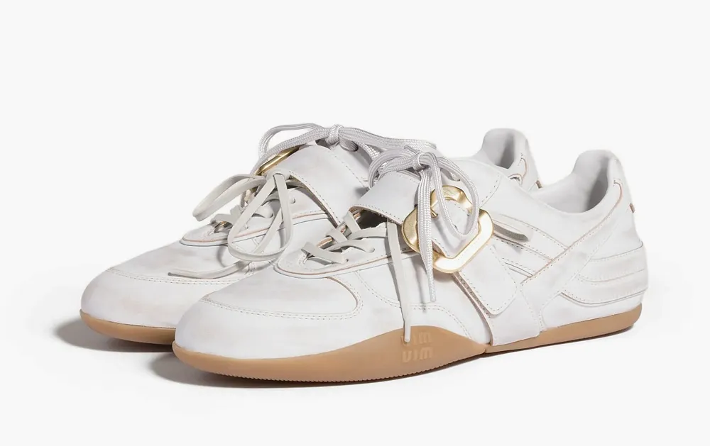 Miu Miu Leather Sneakers With Buckle WMNS White