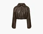 Alo Yoga Faux Leather Cropped Premier Bomber Espresso