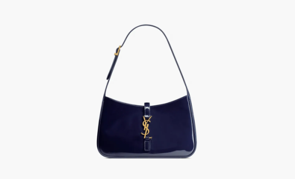 Saint Laurent Le 5 A 7 Bag In Patent Leather Midnight Blue 