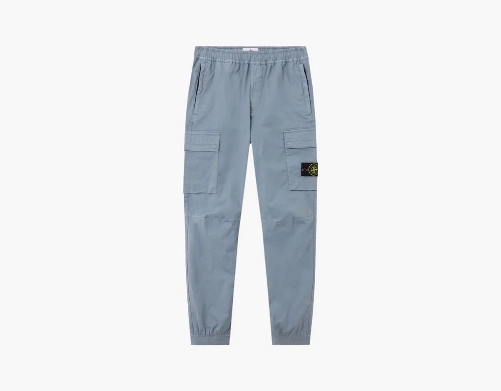 Stone Island Stretch Organic Cotton Twill Cargo Trousers Avio Blue