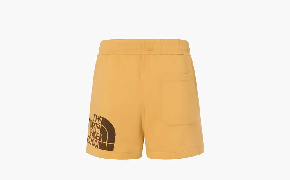 Gucci x The North Face Web Print Cotton Shorts Yellow