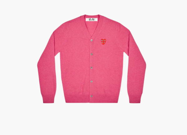 COMME des GARCONS PLAY Cardigan Red Emblem Pink 