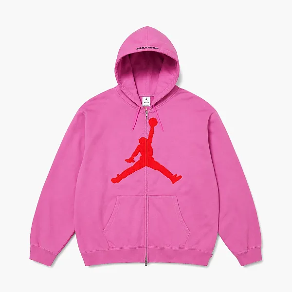 Supreme x Jordan Zip Up Hooded Sweatshirt Pink