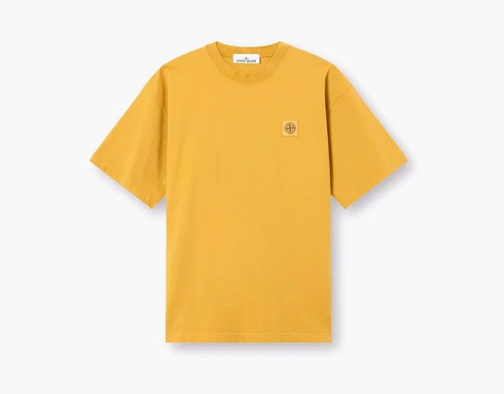 Stone Island Combed Organic Cotton Jersey Mostaza