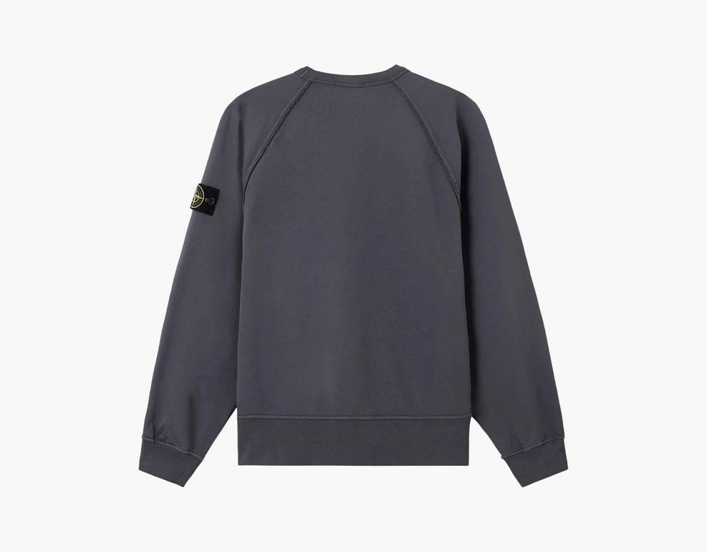 Stone Island Organic Cotton Fleece Crewneck Sweatshirt Blue Grey