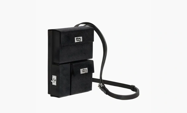 HERMES  Epsom Calfskin Crossbody Bag Shoulder Bag Black 